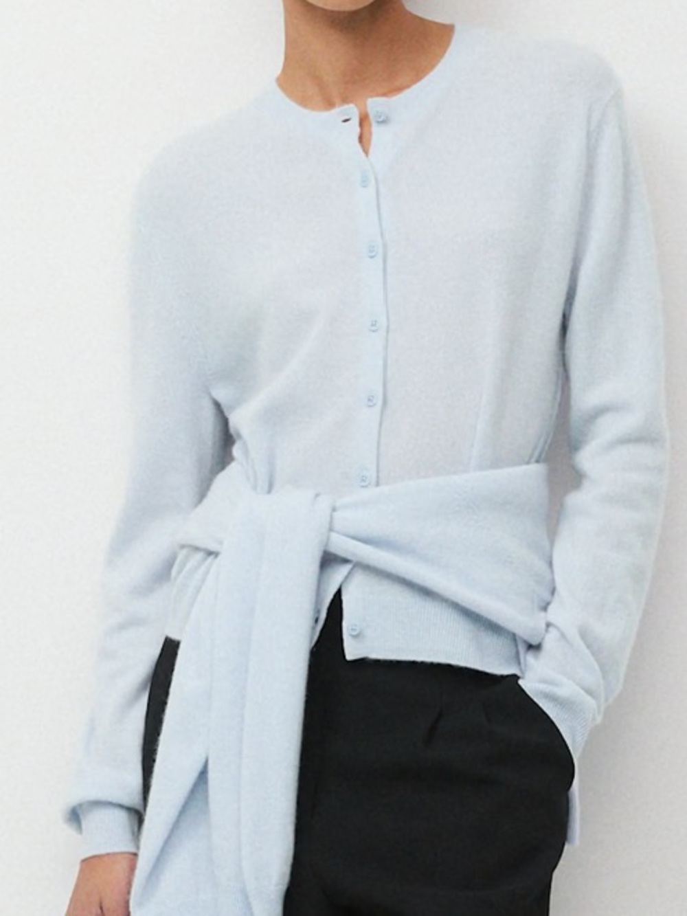 Aritzia Pale Blue Crewneck Cashmere Cardigan